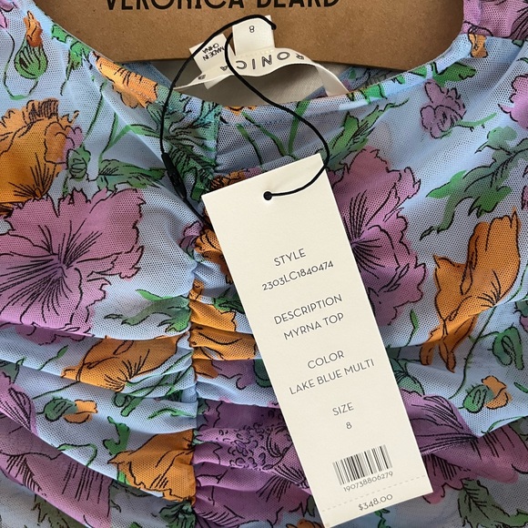 Colorful, fun and flattering Veronica beard top with front and back rouching. - Picture 8 of 10